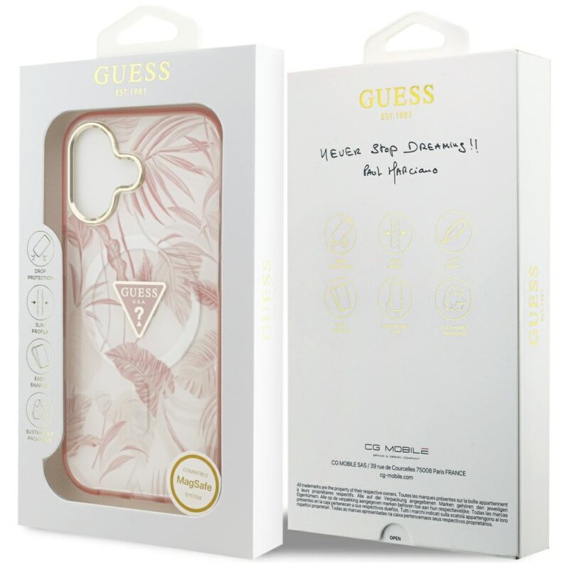 Husa iPhone 17 originala Guess Jungle Tonal Triangle MagSafe, roz, GUHMP17SHMILVTGP