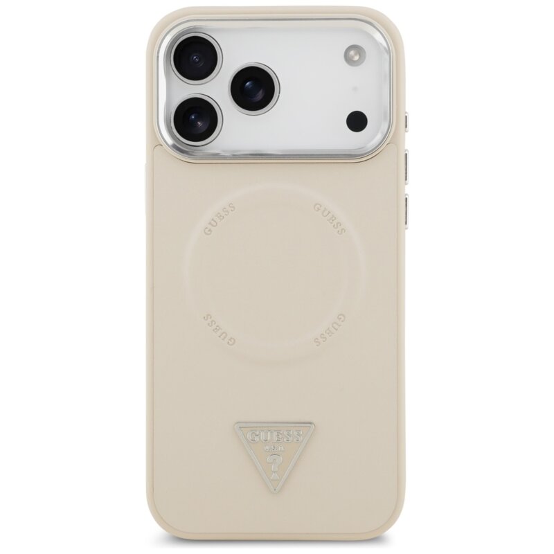Husa originala Guess iPhone 17 Pro Max Hardcase Triangle Logo MagSafe, bej, GUHMP17XPSDTSCME