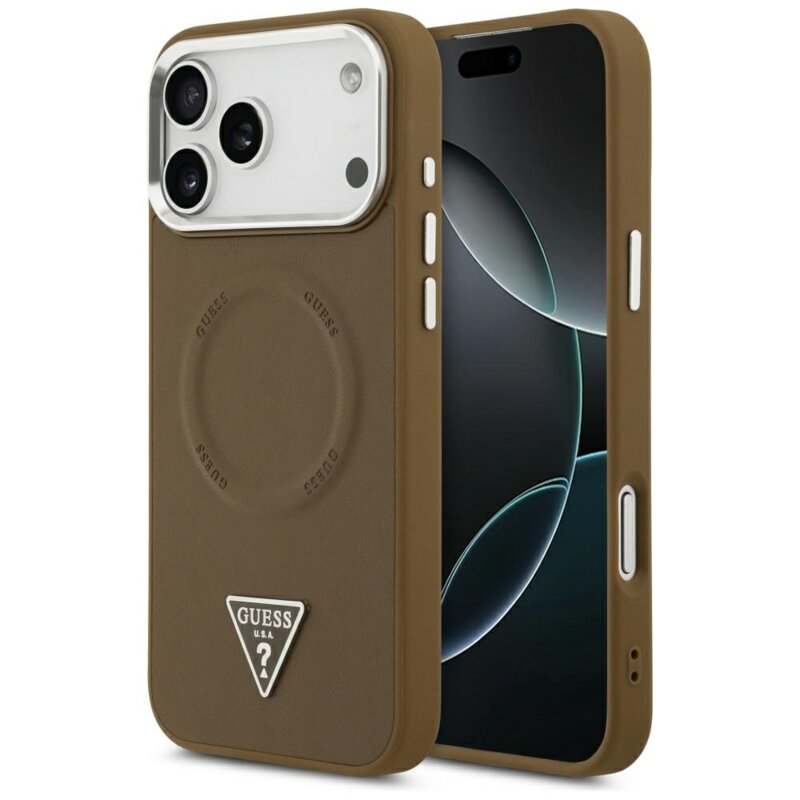 Husa originala Guess iPhone 17 Pro Max Hardcase Triangle Logo MagSafe, maro, GUHMP17XPSDTSCMW