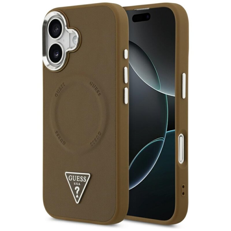 Husa originala Guess iPhone 17 Hardcase Triangle Logo MagSafe, maro, GUHMP17SPSDTSCMW