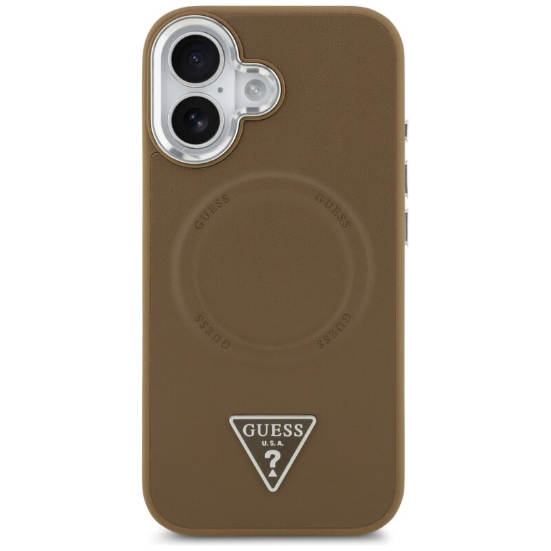 Husa originala Guess iPhone 17 Hardcase Triangle Logo MagSafe, maro, GUHMP17SPSDTSCMW