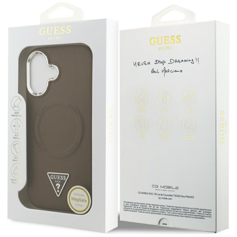 Husa originala Guess iPhone 17 Hardcase Triangle Logo MagSafe, maro, GUHMP17SPSDTSCMW