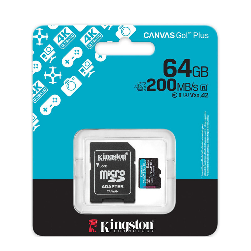 Card memorie 64GB Kingston Canvas Go Plus cu adaptor, SDCG4/64GB