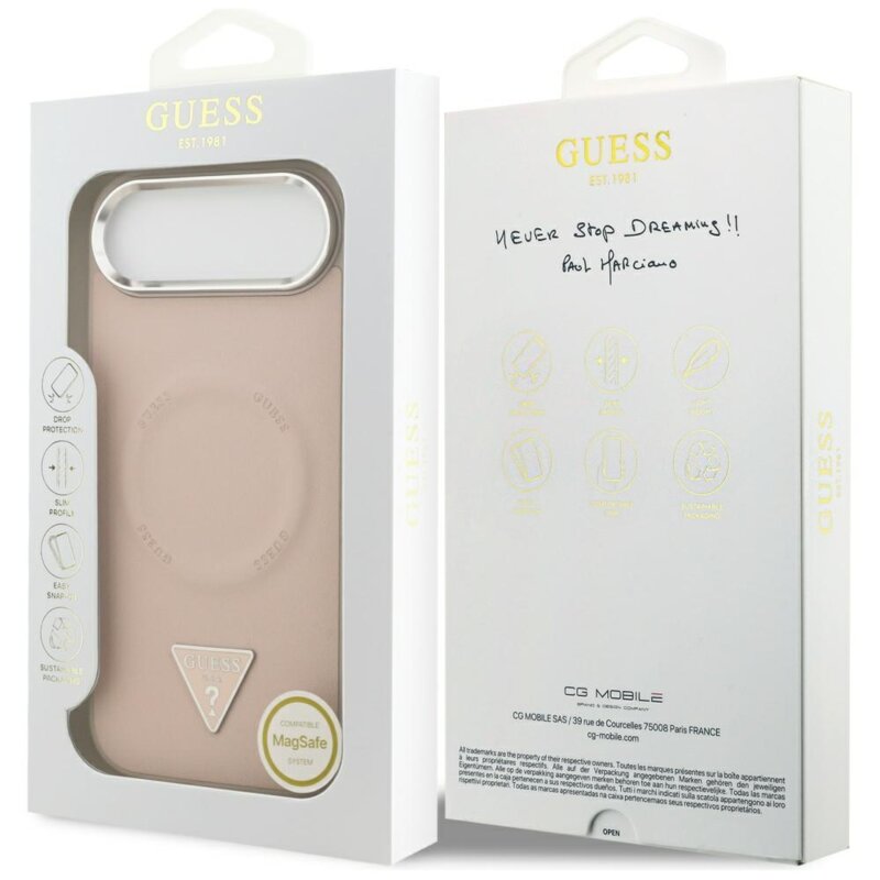 Husa originala Guess iPhone 17 Air Hardcase Triangle Logo MagSafe, roz, GUHMP17MPSDTSCMP