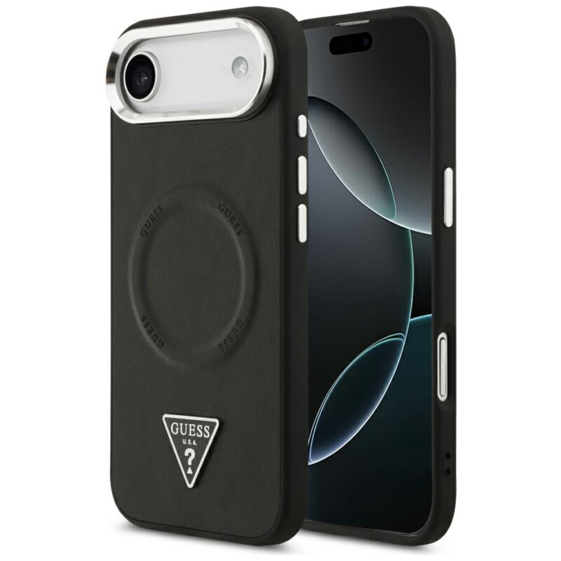 Husa originala Guess iPhone 17 Air Hardcase Triangle Logo MagSafe, negru, GUHMP17MPSDTSCMK