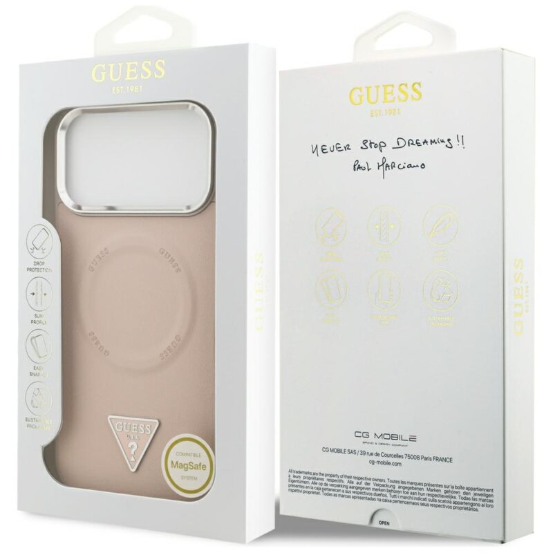 Husa originala Guess iPhone 17 Pro Max Hardcase Triangle Logo MagSafe, roz, GUHMP17XPSDTSCMP
