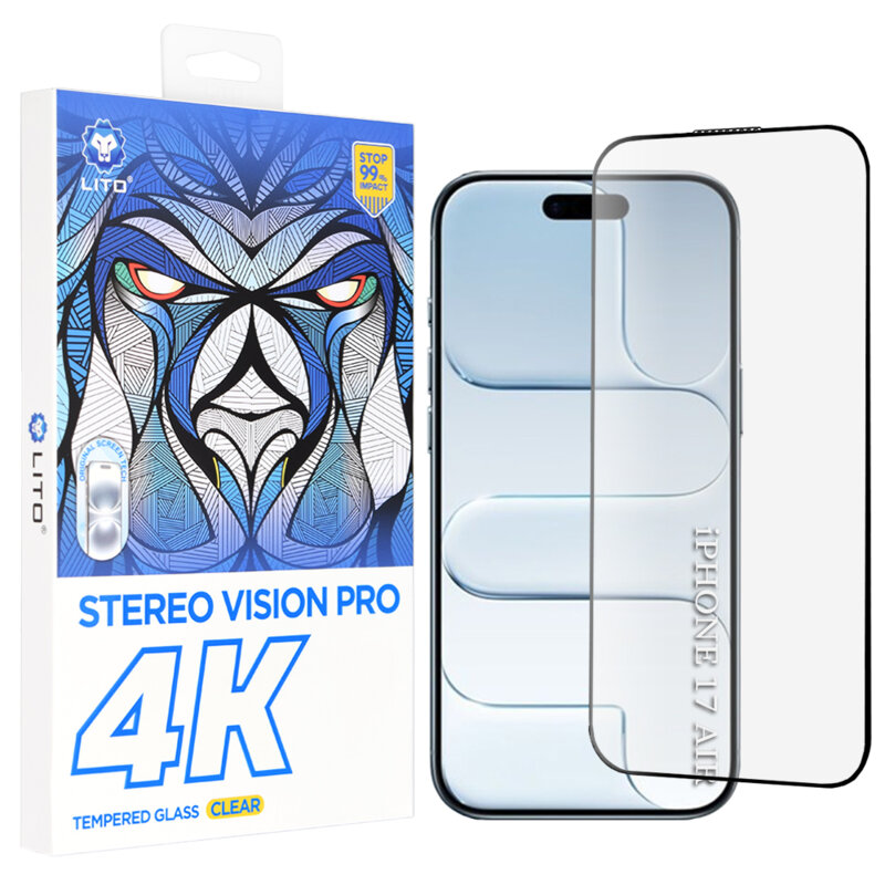 Folie sticla iPhone 17 Air Lito D+ Max 4K, negru