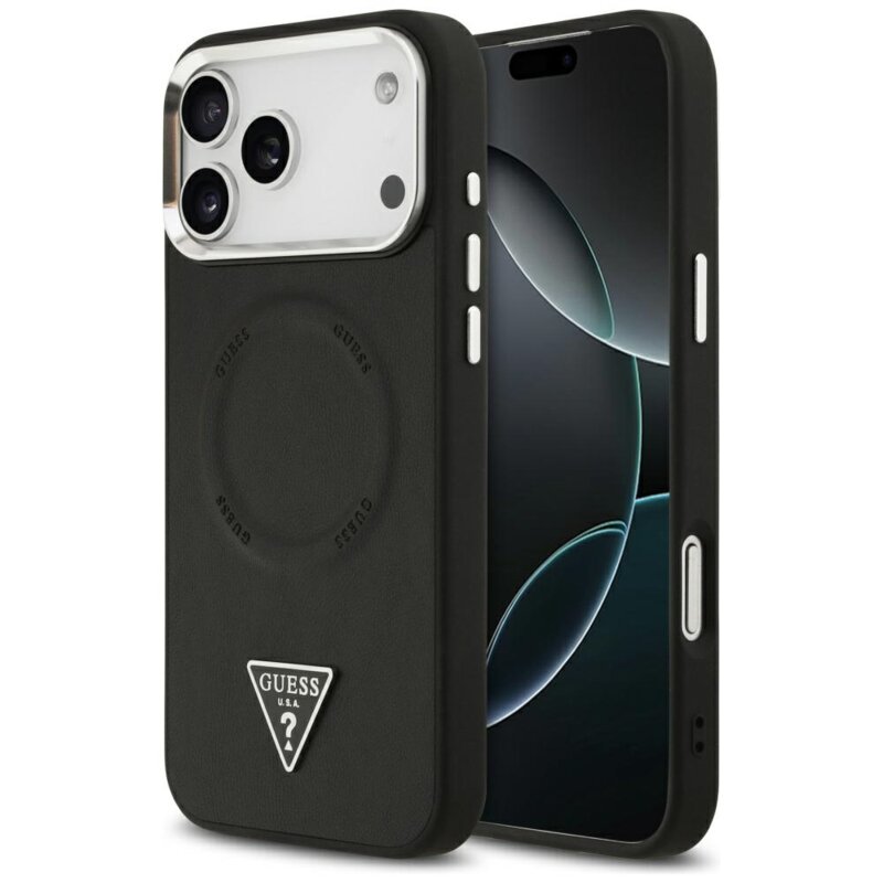 Husa originala Guess iPhone 17 Pro Max Hardcase Triangle Logo MagSafe, negru, GUHMP17XPSDTSCMK