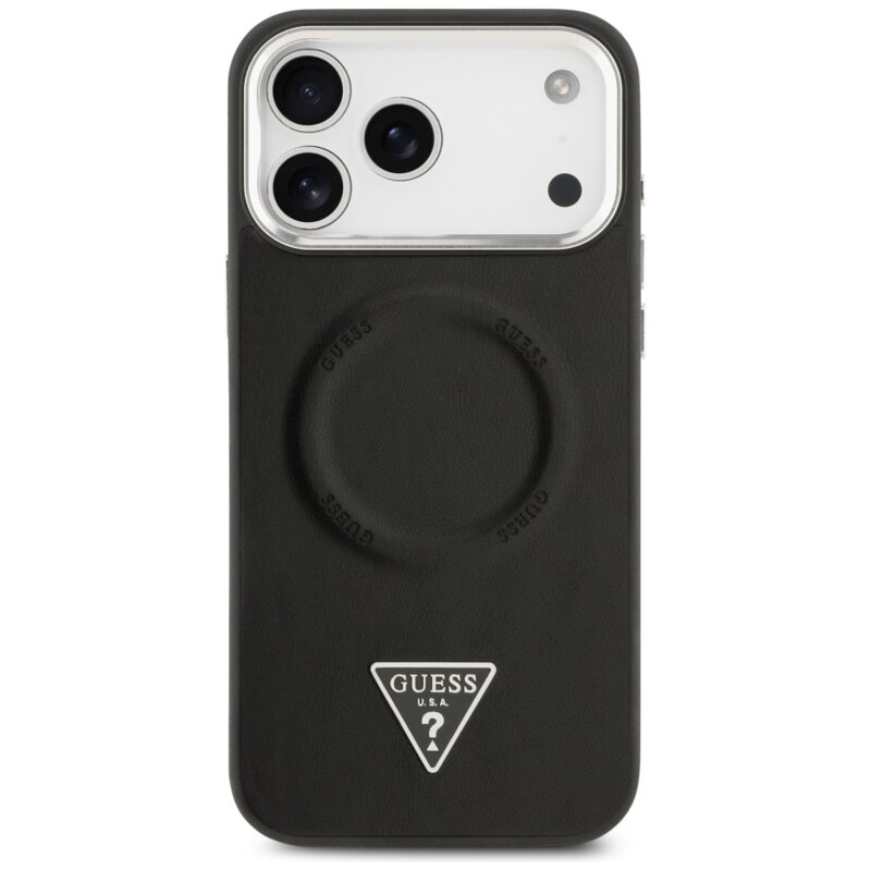 Husa originala Guess iPhone 17 Pro Max Hardcase Triangle Logo MagSafe, negru, GUHMP17XPSDTSCMK