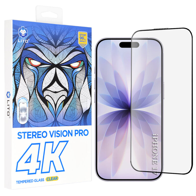 Folie sticla iPhone 17 Lito D+ Max 4K, negru