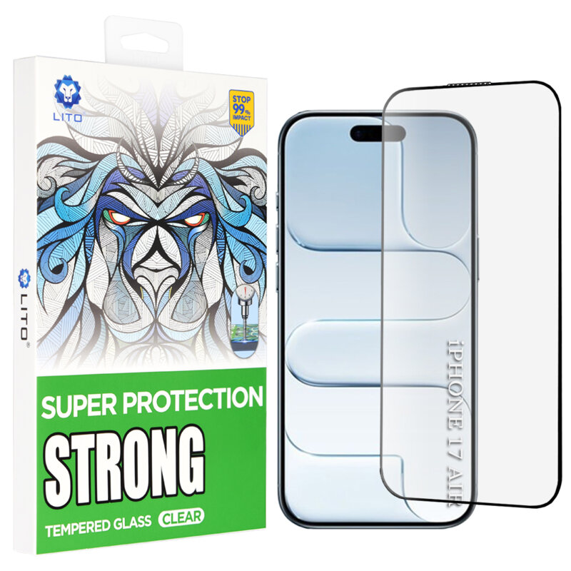Folie sticla iPhone 17 Air Lito D+ Max Strong, negru