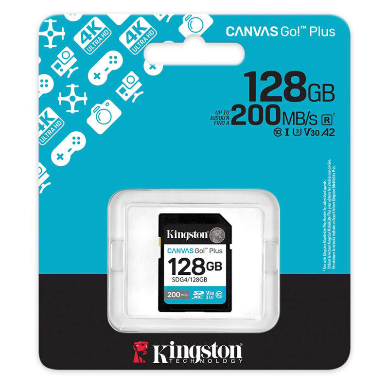 Card memorie 128GB Kingston Canvas Go Plus, SDG4/128GB