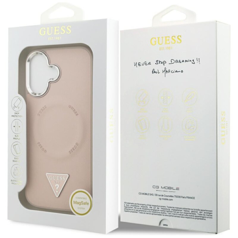 Husa originala Guess iPhone 17 Hardcase Triangle Logo MagSafe, roz, GUHMP17SPSDTSCMP