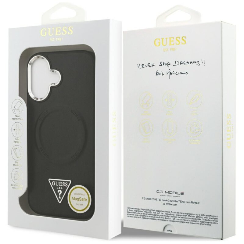 Husa originala Guess iPhone 17 Hardcase Triangle Logo MagSafe, negru, GUHMP17SPSDTSCMK