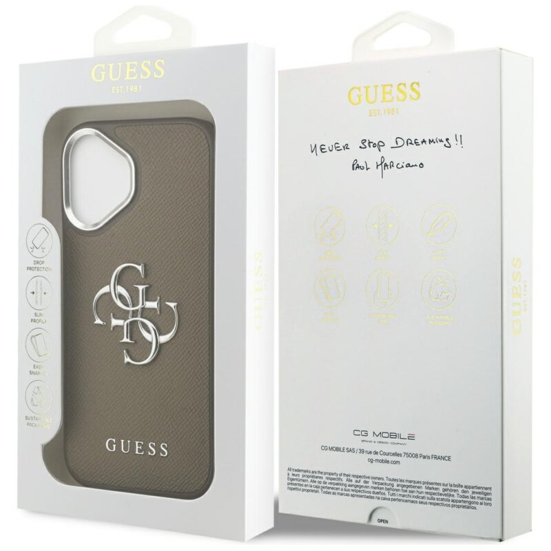 Husa originala Guess iPhone 17 Hardcase Grained Big 4G Classic Logo, maro, GUHCP17SPG4SMCEW