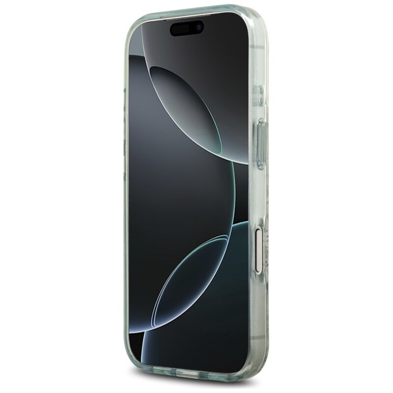 Husa iPhone 17 Pro Max originala Guess IML Flower & Tonal Circle MagSafe, verde, GUHMP17XHFWBDCEN