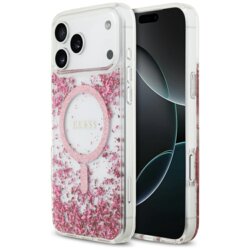 Husa originala Guess iPhone 17 Pro Max Resin Bottom Glitter MagSafe, roz, GUHMP17XRGRGEP