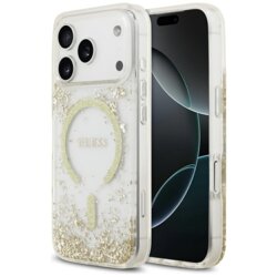 Husa originala Guess iPhone 17 Pro Resin Bottom Glitter MagSafe, auriu, GUHMP17LRGRGED