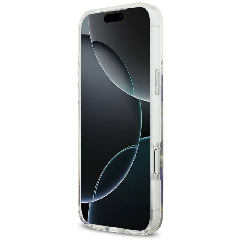 Husa originala Guess iPhone 17 Pro Resin Flowers and Glitter MagSafe, mov, GUHMP17LRBFGFGMU