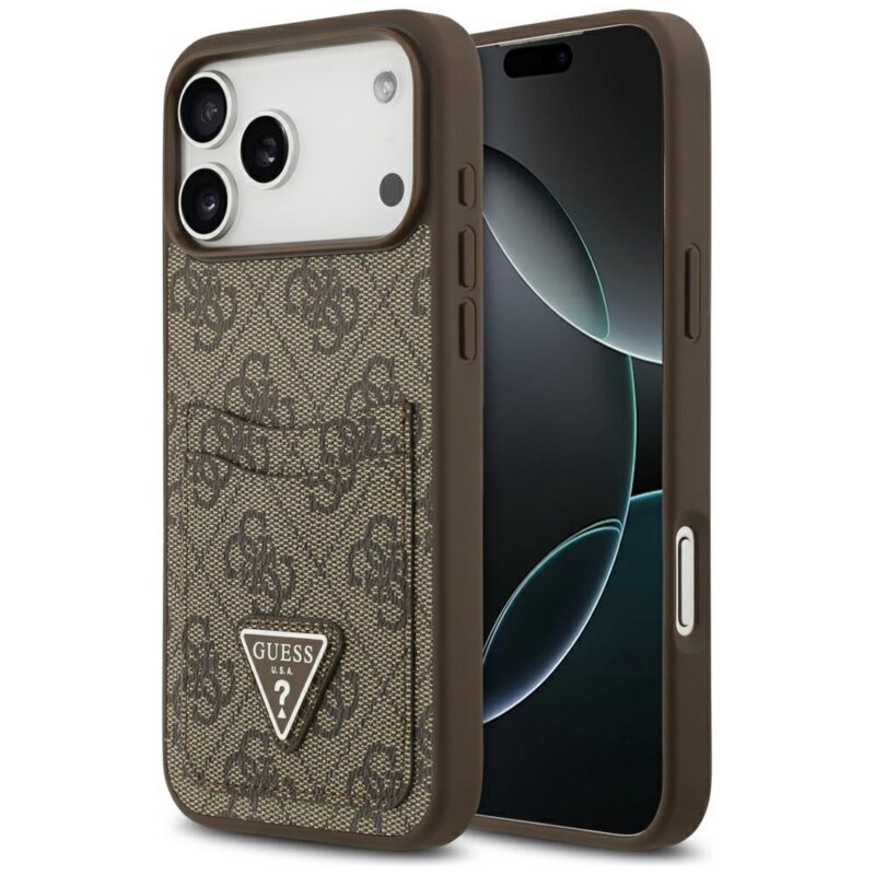 Husa originala Guess iPhone 17 Pro Max Hardcase 4G Double Card Triangle, maro, GUHCP17XP4TPW