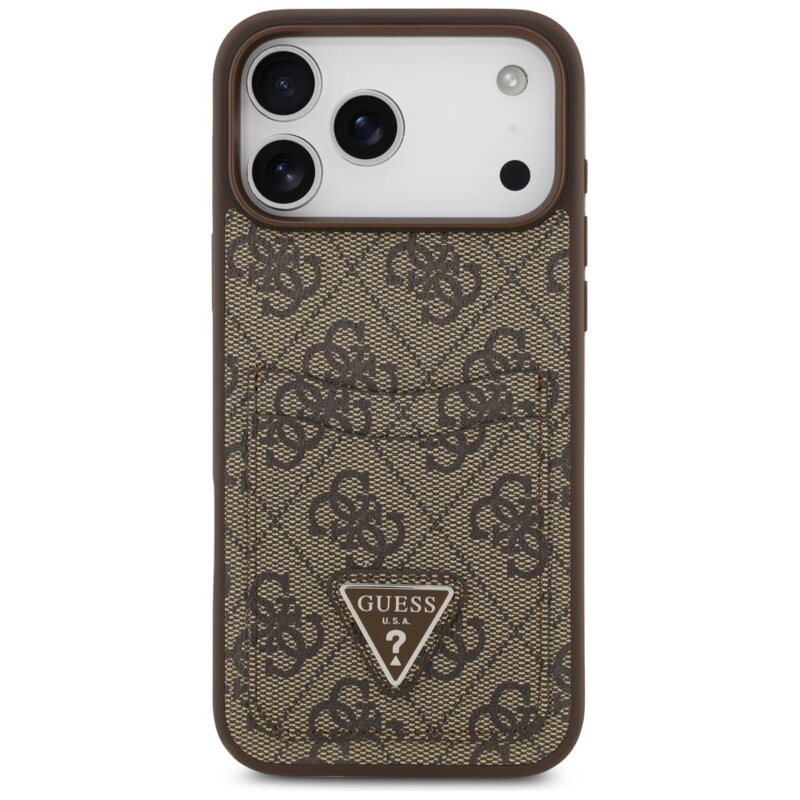 Husa originala Guess iPhone 17 Pro Max Hardcase 4G Double Card Triangle, maro, GUHCP17XP4TPW