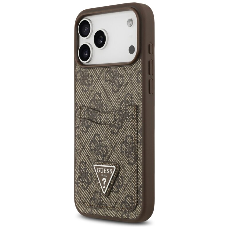 Husa originala Guess iPhone 17 Pro Max Hardcase 4G Double Card Triangle, maro, GUHCP17XP4TPW