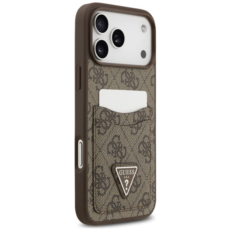 Husa originala Guess iPhone 17 Pro Max Hardcase 4G Double Card Triangle, maro, GUHCP17XP4TPW