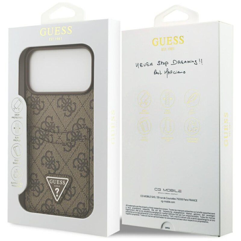 Husa originala Guess iPhone 17 Pro Max Hardcase 4G Double Card Triangle, maro, GUHCP17XP4TPW