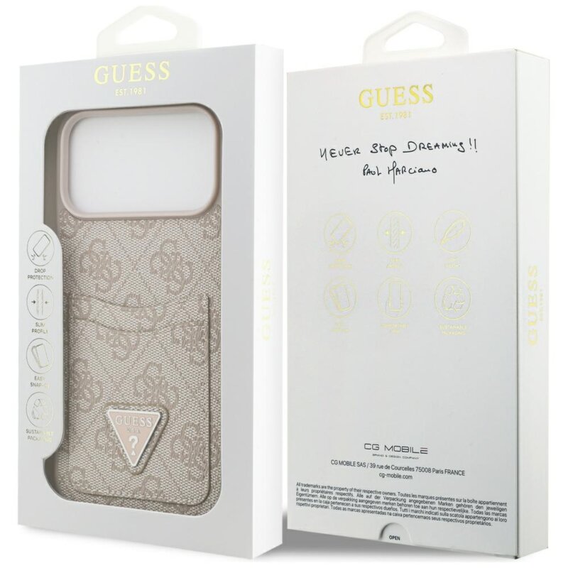 Husa originala Guess iPhone 17 Pro Max Hardcase 4G Double Card Triangle, roz, GUHCP17XP4TPP