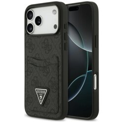 Husa originala Guess iPhone 17 Pro Max Hardcase 4G Double Card Triangle, negru, GUHCP17XP4TPK