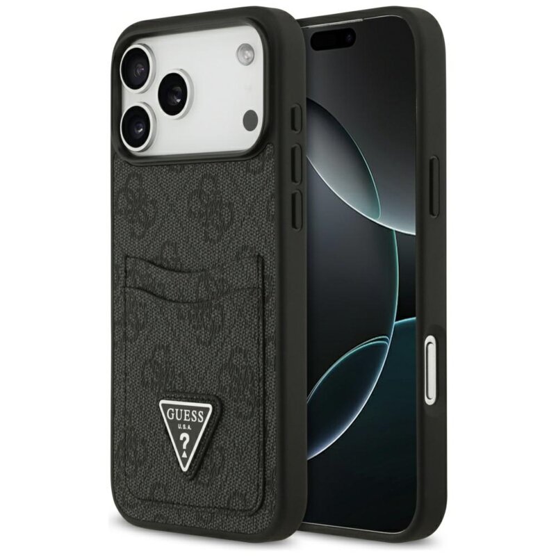 Husa originala Guess iPhone 17 Pro Max Hardcase 4G Double Card Triangle, negru, GUHCP17XP4TPK