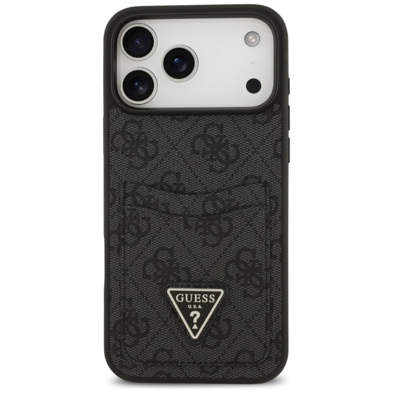 Husa originala Guess iPhone 17 Pro Max Hardcase 4G Double Card Triangle, negru, GUHCP17XP4TPK