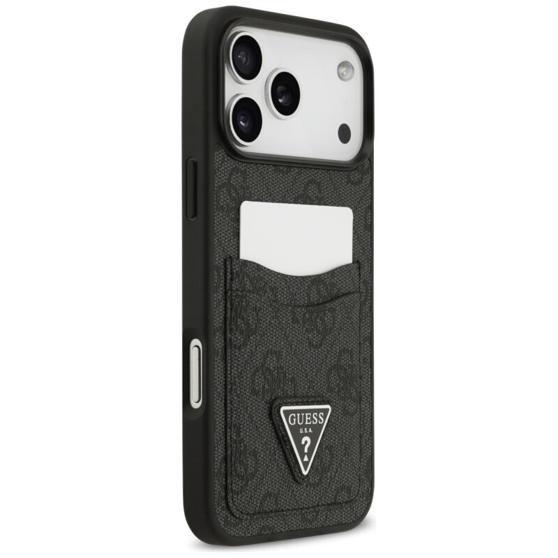 Husa originala Guess iPhone 17 Pro Max Hardcase 4G Double Card Triangle, negru, GUHCP17XP4TPK