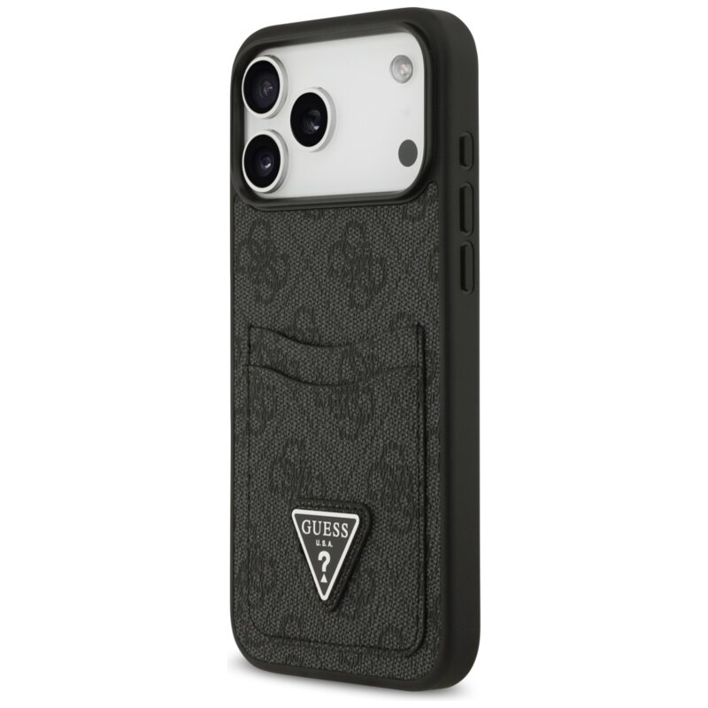 Husa originala Guess iPhone 17 Pro Max Hardcase 4G Double Card Triangle, negru, GUHCP17XP4TPK