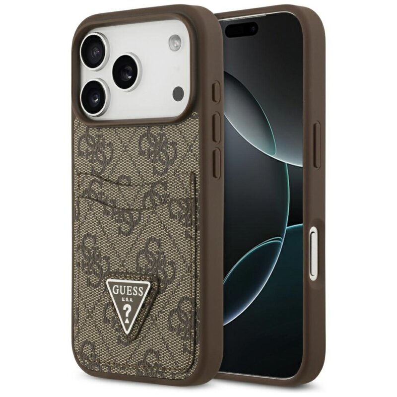 Husa originala Guess iPhone 17 Pro Hardcase 4G Double Card Triangle, maro, GUHCP17LP4TPW