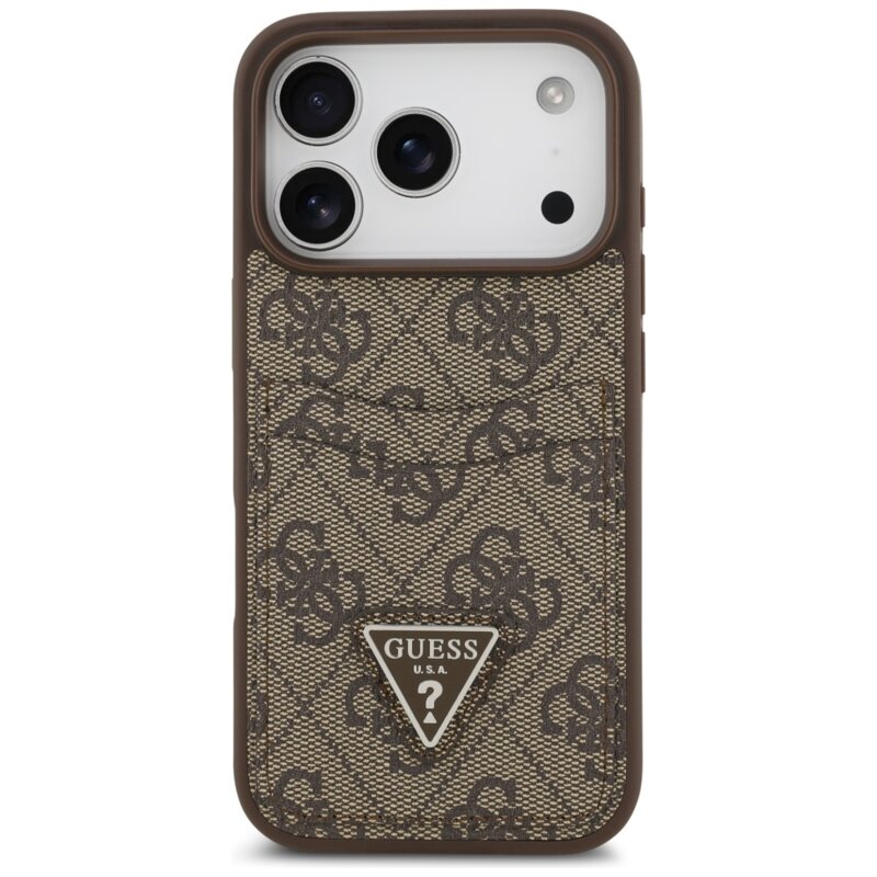 Husa originala Guess iPhone 17 Pro Hardcase 4G Double Card Triangle, maro, GUHCP17LP4TPW