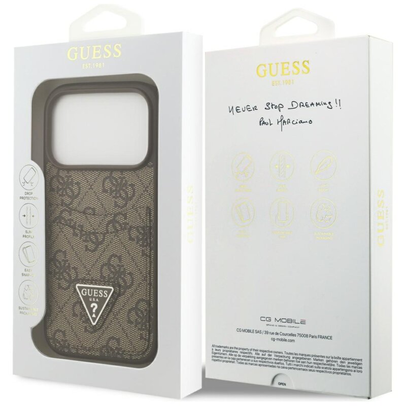Husa originala Guess iPhone 17 Pro Hardcase 4G Double Card Triangle, maro, GUHCP17LP4TPW