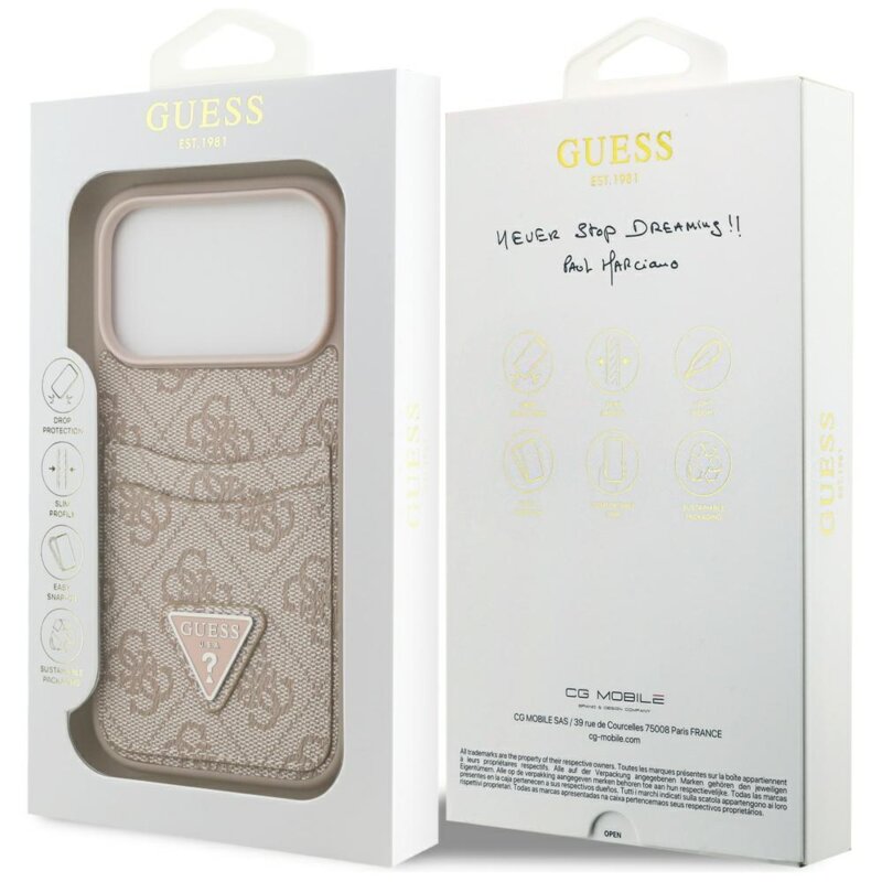 Husa originala Guess iPhone 17 Pro Hardcase 4G Double Card Triangle, roz, GUHCP17LP4TPP