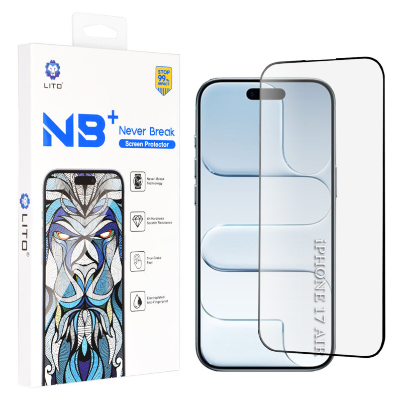 Folie sticla iPhone 17 Air Lito NB Screen Protector, negru