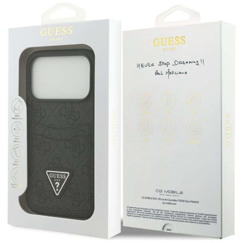 Husa originala Guess iPhone 17 Pro Hardcase 4G Double Card Triangle, negru, GUHCP17LP4TPK