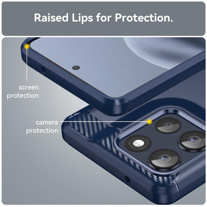 Husa Motorola Moto G86 Techsuit Carbon Silicone, albastru