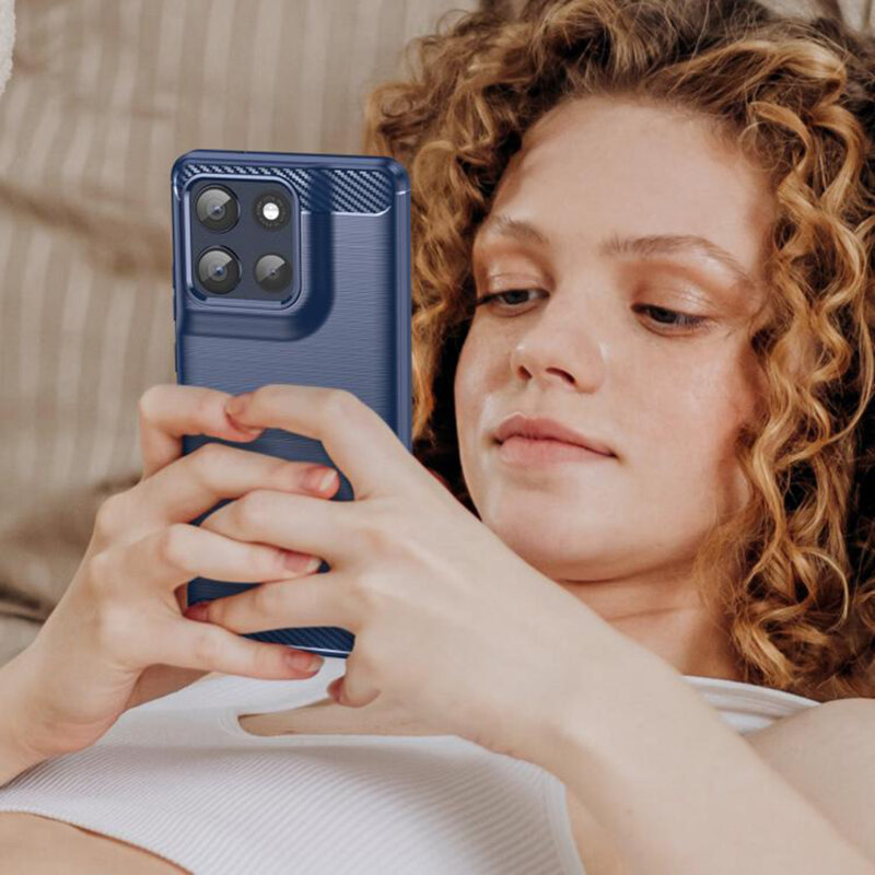 Husa Motorola Moto G86 Techsuit Carbon Silicone, albastru