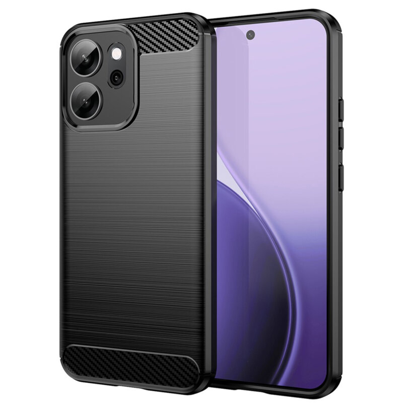 Husa Oppo Reno14 F Techsuit Carbon Silicone, negru