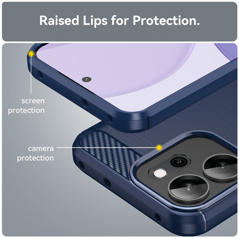 Husa Oppo Reno14 F Techsuit Carbon Silicone, albastru