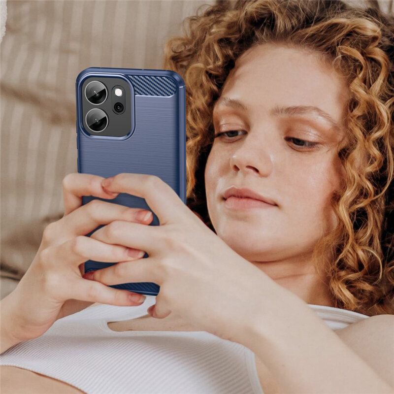 Husa Oppo Reno14 F Techsuit Carbon Silicone, albastru