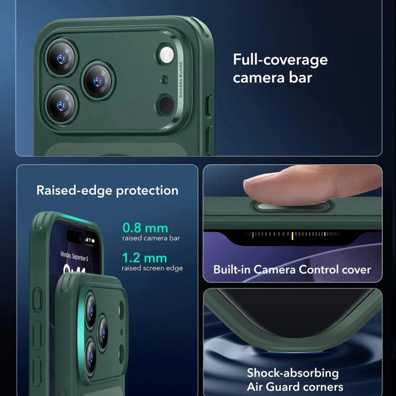 Husa iPhone 17 Pro Max ESR Classic Hybrid HaloLock, verde