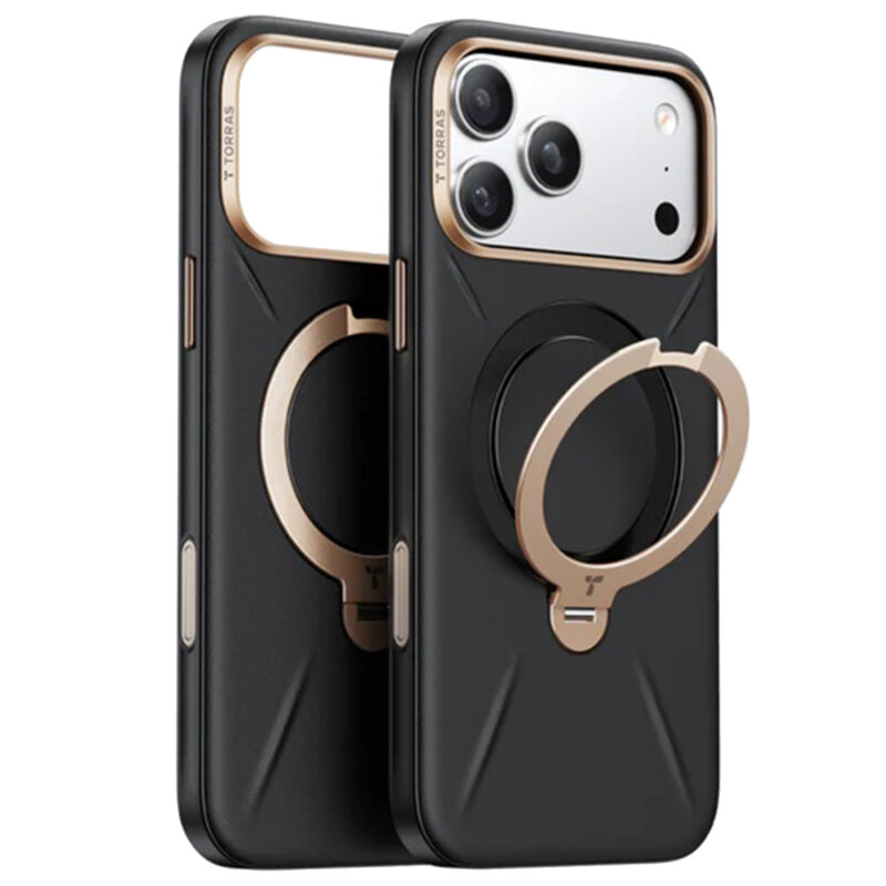 Husa iPhone 17 Pro Torras QPRO Leather Series, negru