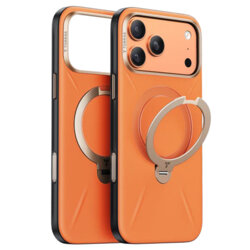 Husa iPhone 17 Pro Torras QPRO Leather Series, portocaliu
