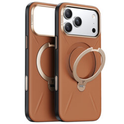 Husa iPhone 17 Pro Max Torras QPRO Leather Series, maro