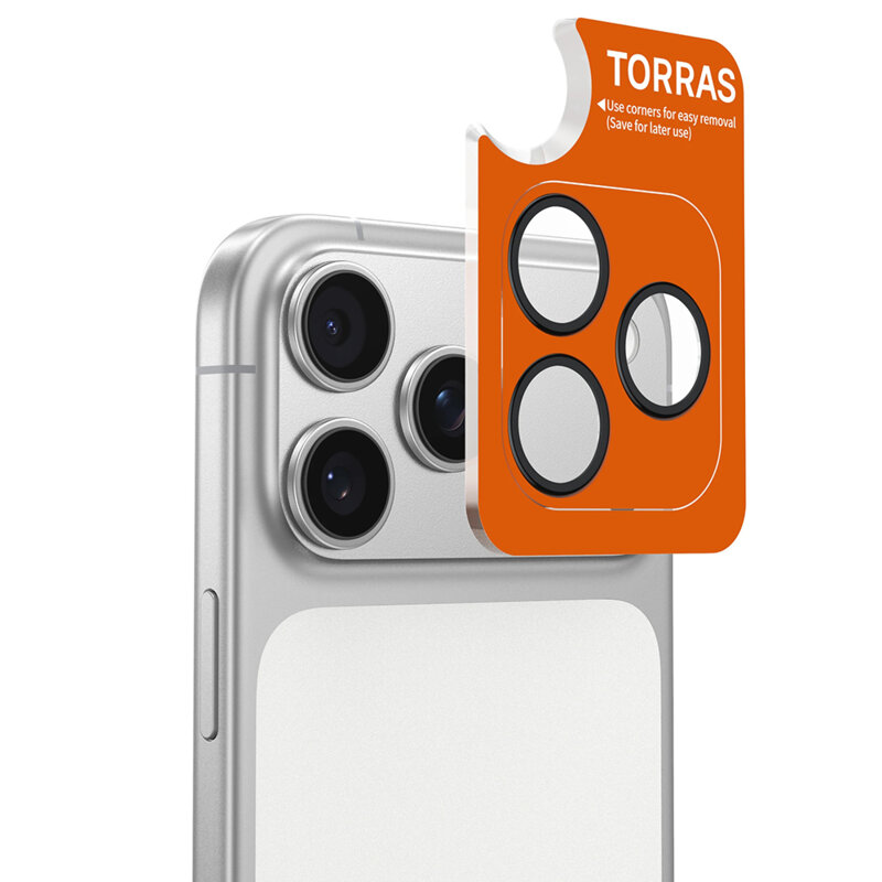 Folie camera iPhone 17 Pro Torras Lensguard Camera Protector, negru